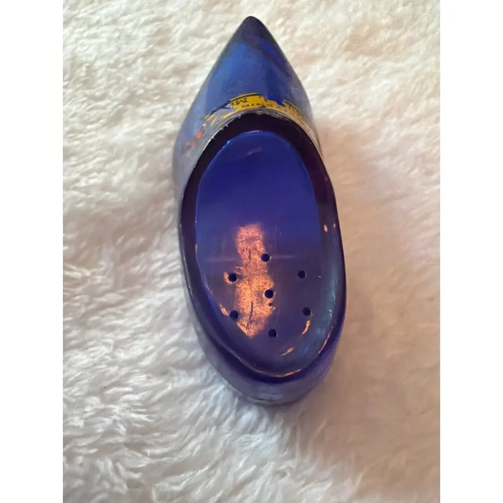 Vintage Cobalt Blue Shoe Souvenir Salt Shaker Holland Michigan Collectible